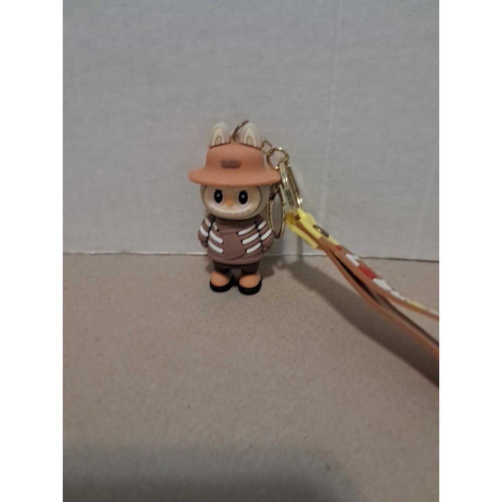Lalalu Cartoon Character Keychain Brown Strap Detachable Keyring Plastic